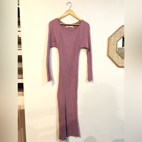 Free People Beach Ribbed Purple Maxi Sweater Dress Size M - Picture 2 of 4